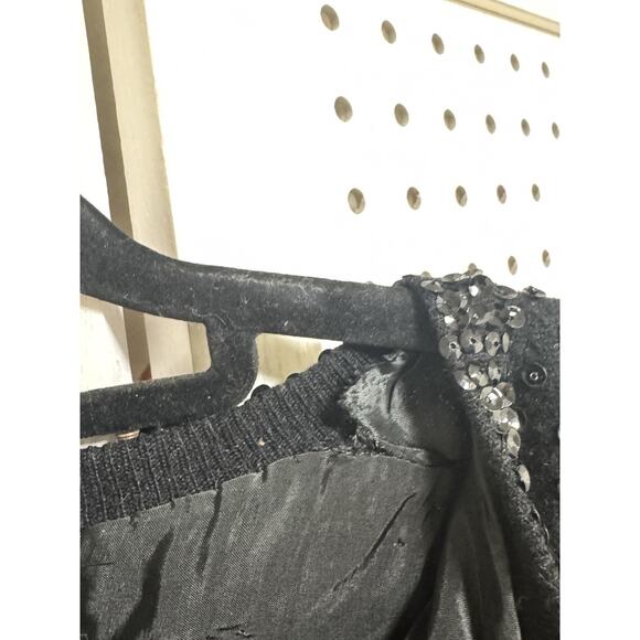 Vintage 60s Cyn Les Wool Black Beaded Cardigan Sweater - Womens Size 38 / SM - Picture 9 of 9